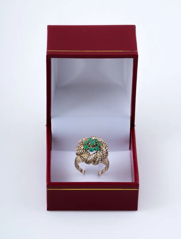 Bague Chou Or Jaune & Emeraudes