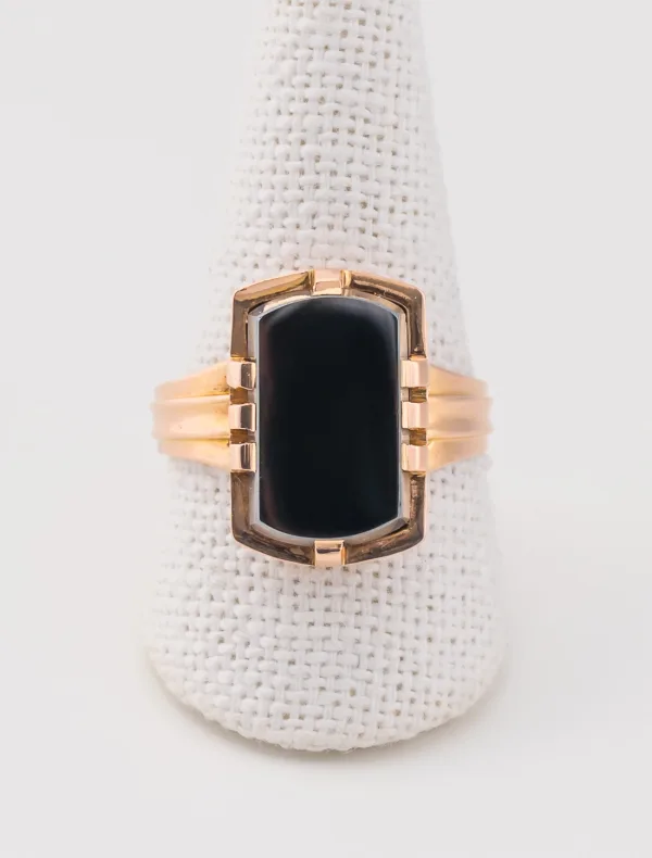 Bague Vintage Or Rose & Hématite