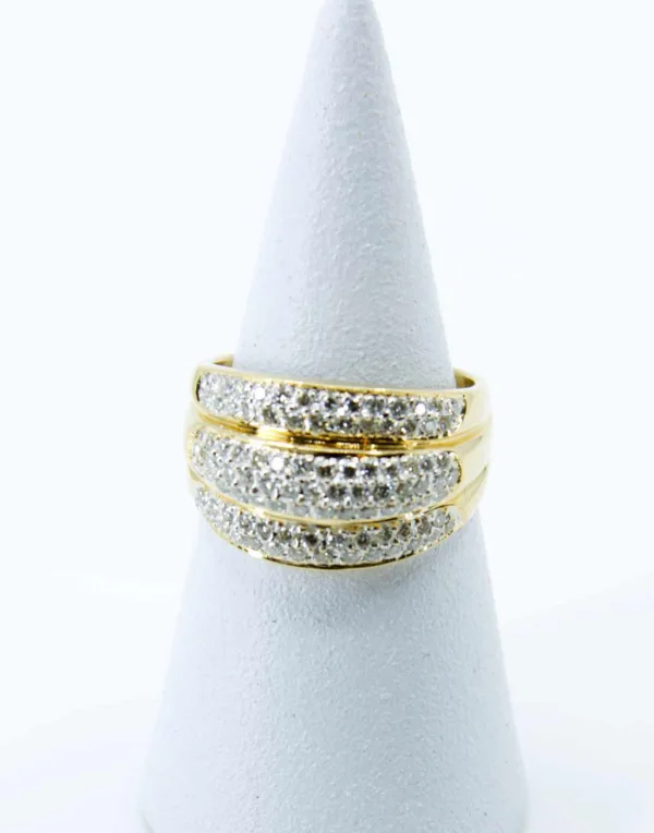 Bague Or Jaune Godrons Pavés Diamants