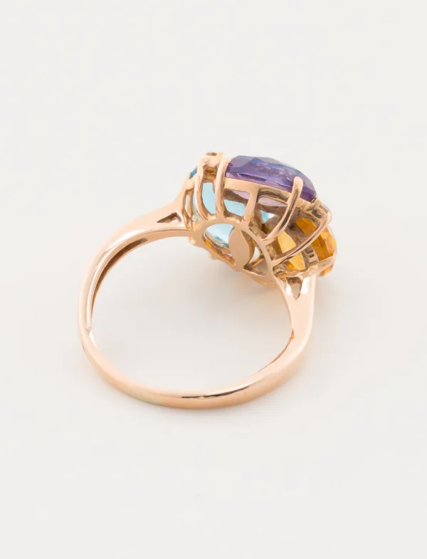 Bague 3 Pierres & Diamants Or Jaune