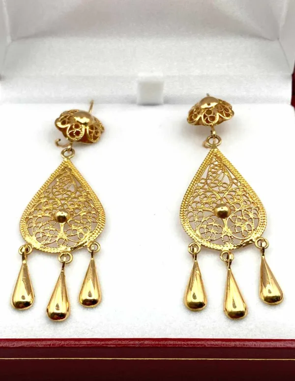 Boucles d'Oreilles Filigrane Or Jaune