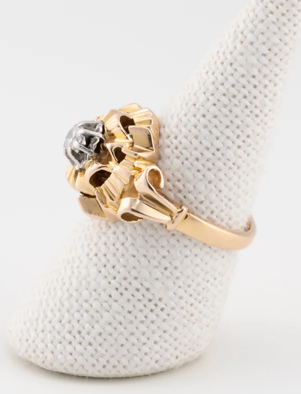 Bague Ancienne Solitaire Deux Ors
