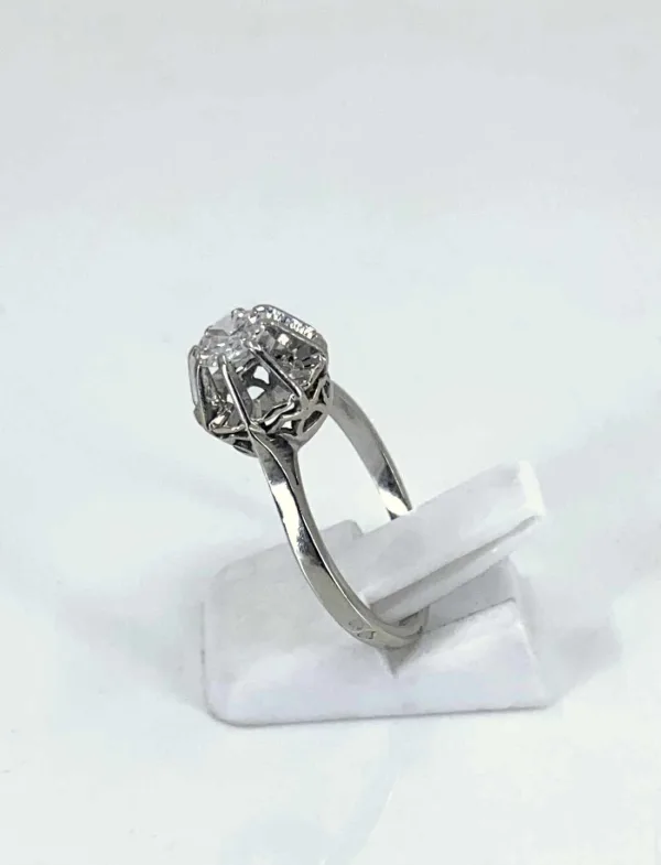 Bague Vintage Or Blanc, Platine & Solitaire