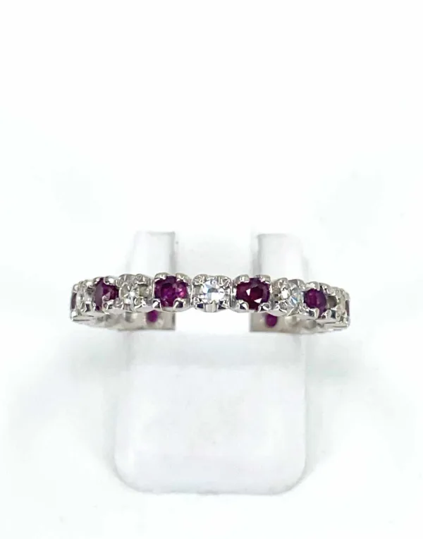 Alliance Tour Complet Or Blanc, Rubis & Diamants