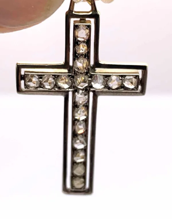 Pendentif Crucifix Vintage Or & Diamants