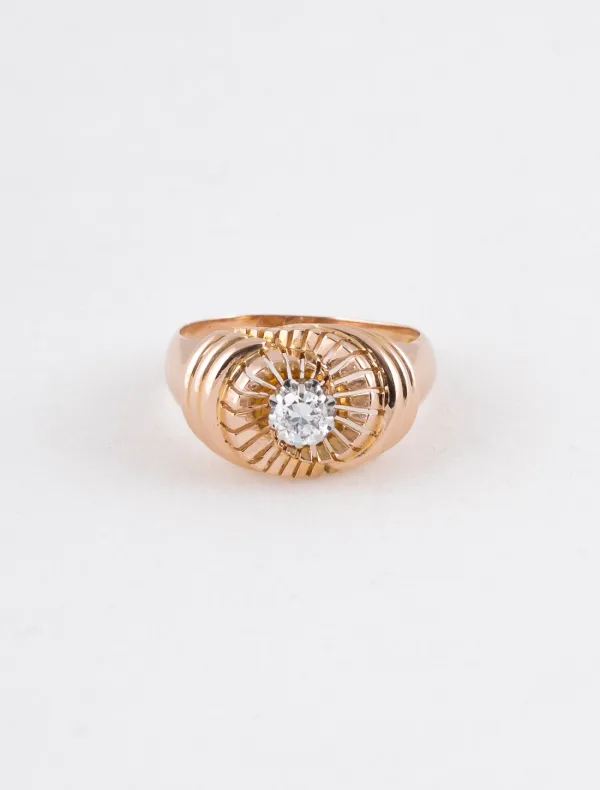 Bague Tank Tourbillon Or Jaune, Platine & Solitaire