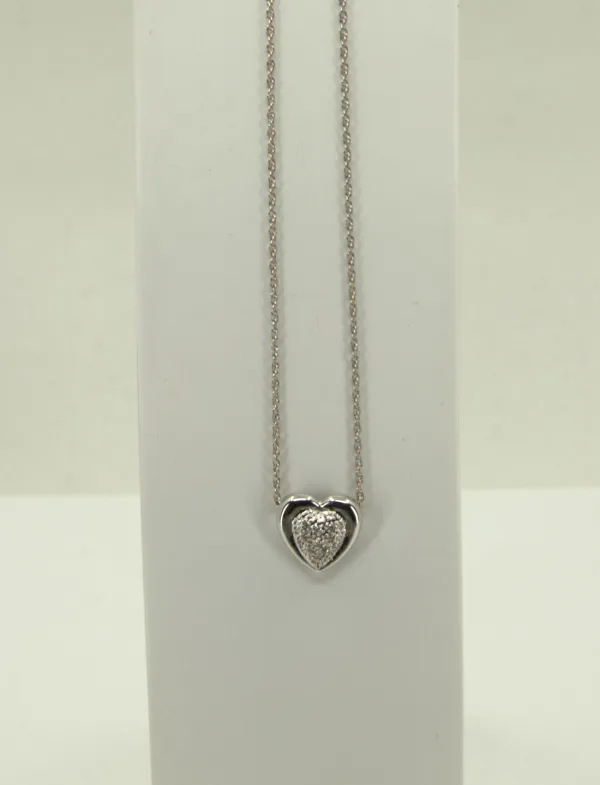Collier Coeur Or Blanc & Diamants