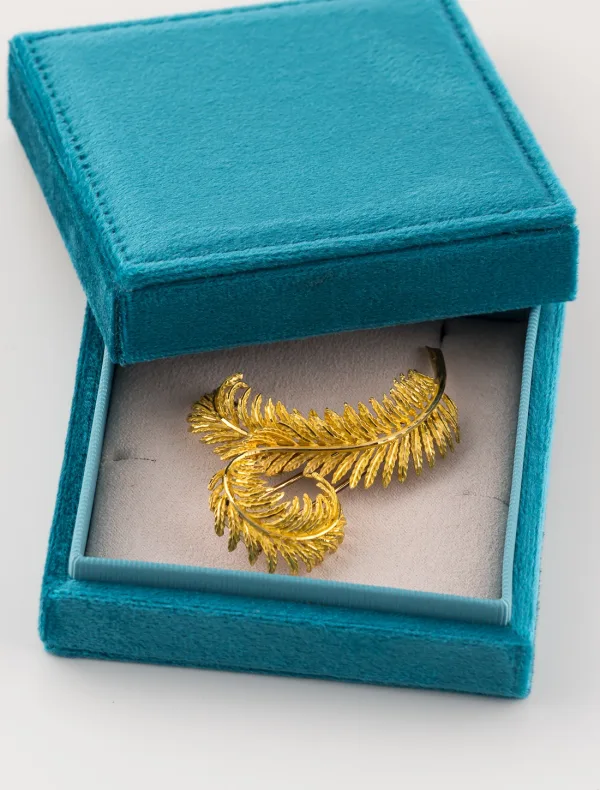 Broche Plume Or Jaune