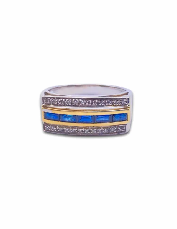Bague Bicolore 0r 18k Saphirs & Diamants