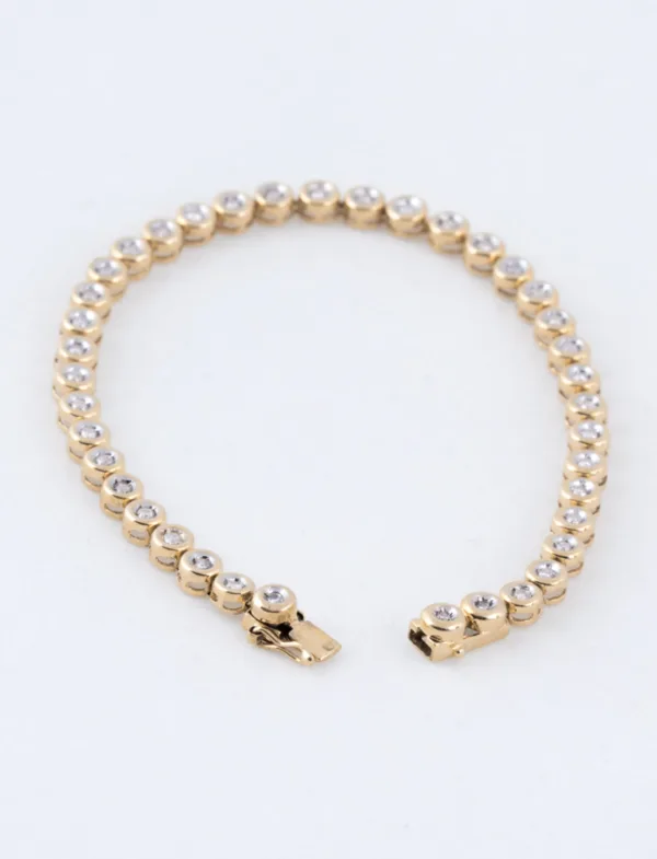 Bracelet Tennis Vintage Or Jaune & Diamants