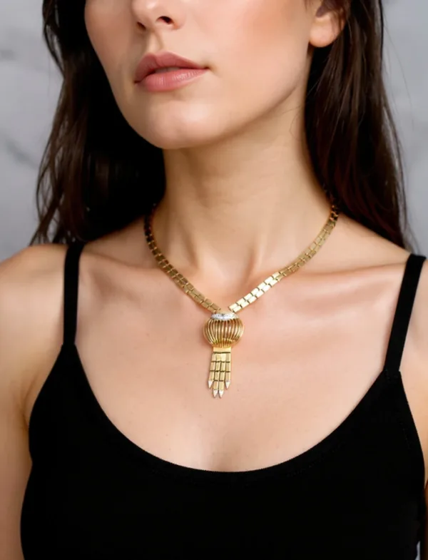 Collier Art Déco Or Jaune & Diamants
