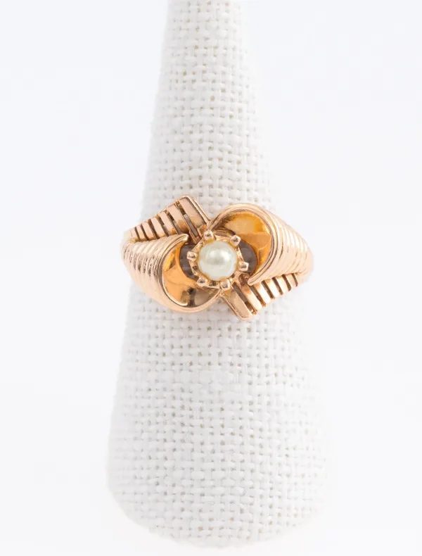 Bague Ecureuil Vintage Or Rose & Perle
