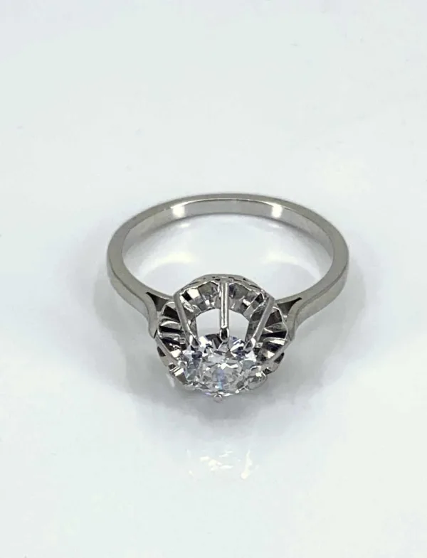 Bague Vintage Or Blanc, Platine & Solitaire