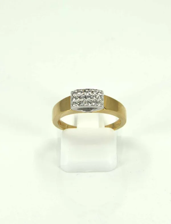 Bague Vintage Or Jaune, Or Blanc Pavée Diamants