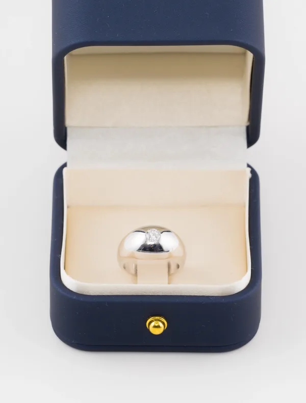 Bague Jonc Or Blanc & Solitaire