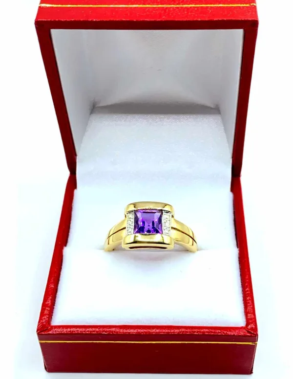 Bague Or Jaune, Or blanc, Améthyste et Diamants