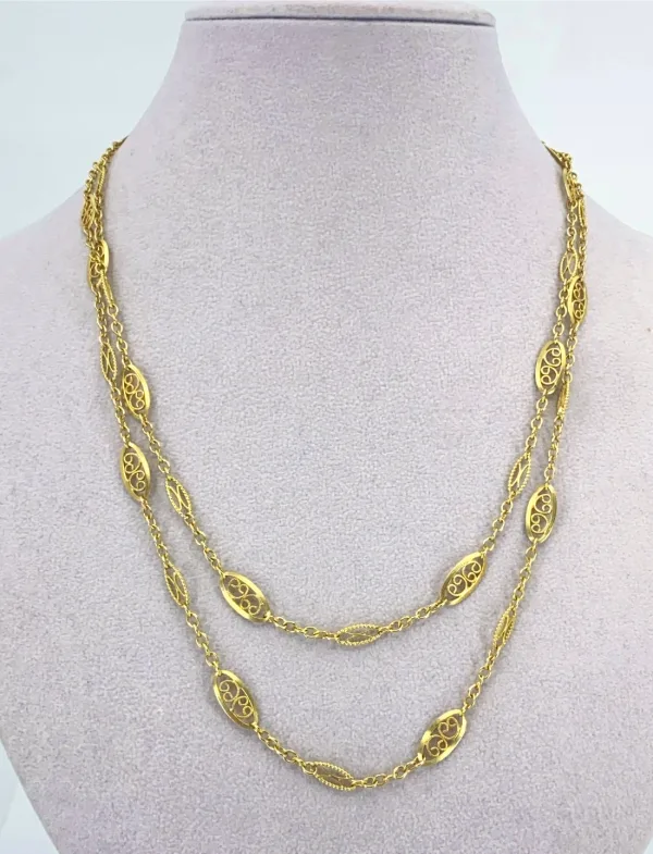 Sautoir Filigrane Ancien Or Jaune