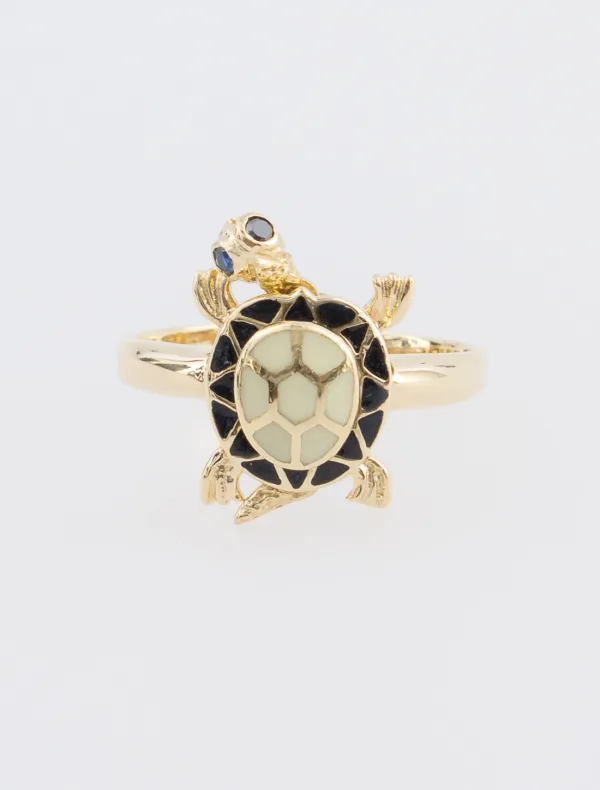 Bague Tortue Or Jaune et Email