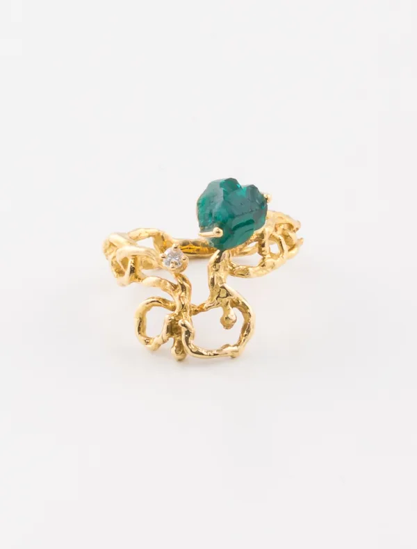 Bague Arlette Mouchet Emeraude & Diamant