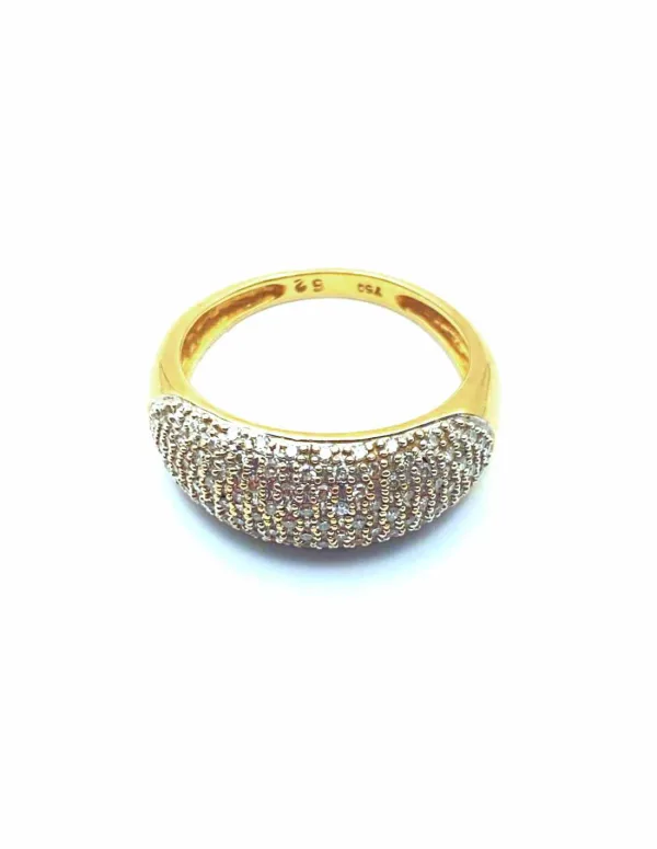 Bague Jonc en Or Jaune 18K Pavée de Diamants