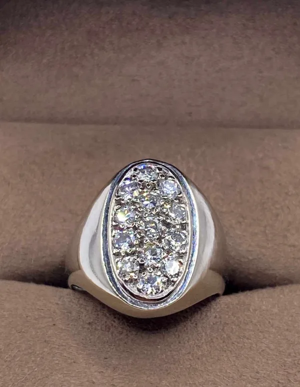Chevalière Or Blanc 18K & Diamants