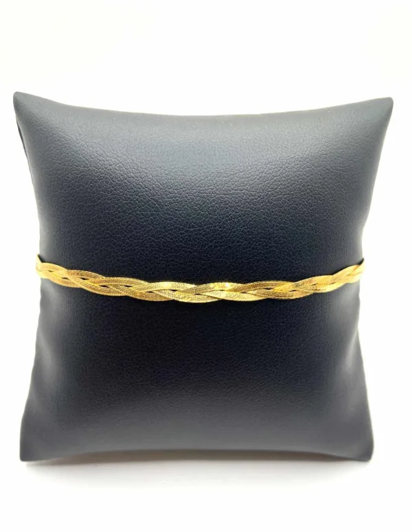 Bracelet Plat Tressé Or Jaune 18K