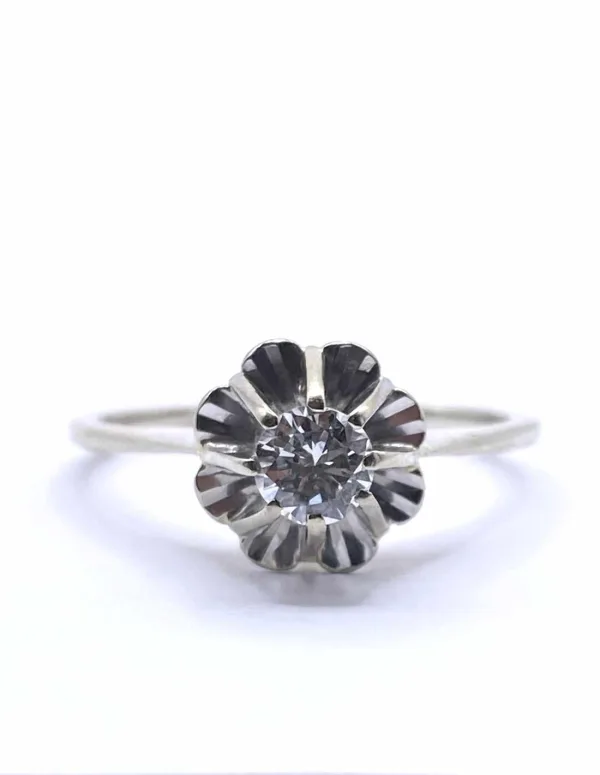 Bague Or Blanc & Diamant Solitaire