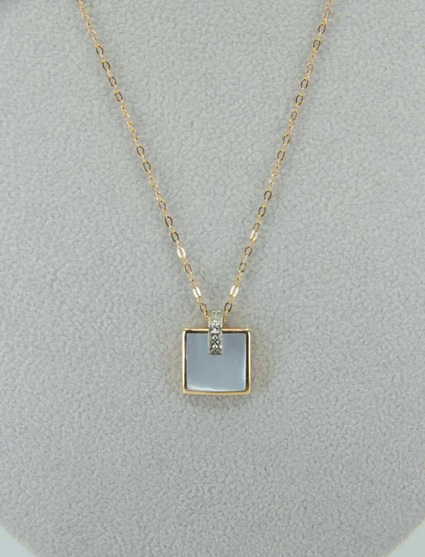 Collier Or Rose Pendentif Nacre & Diamants