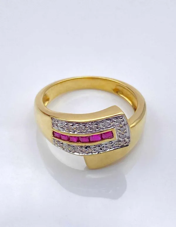 Bague Ceinture Or, Rubis & Diamants