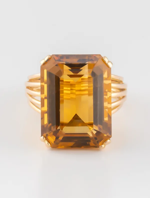Bague Cocktail Citrine Or Jaune