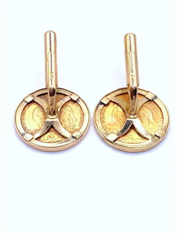Paire de boutons de manchette (pièces 10 francs) Marianne