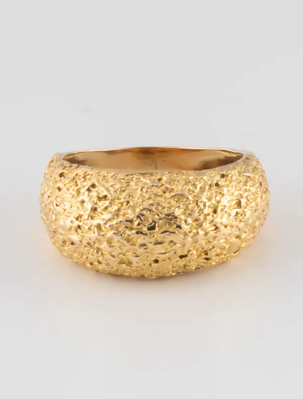Bague Boule Texture Or Jaune