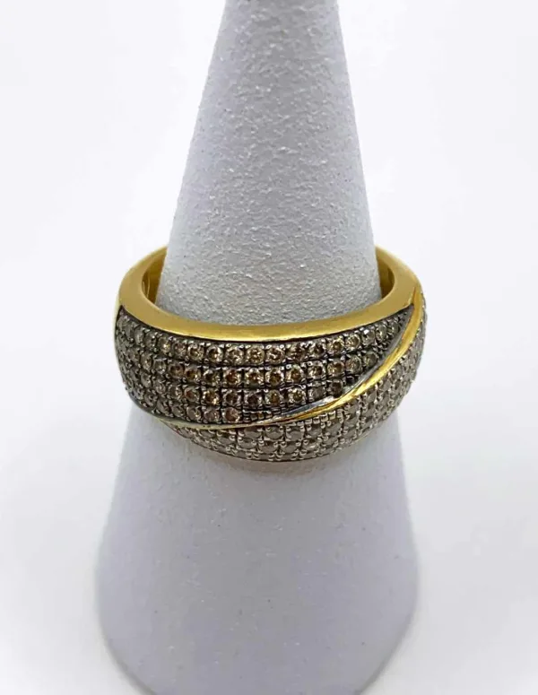 Bague Croisée Pavage Diamants Bicolores