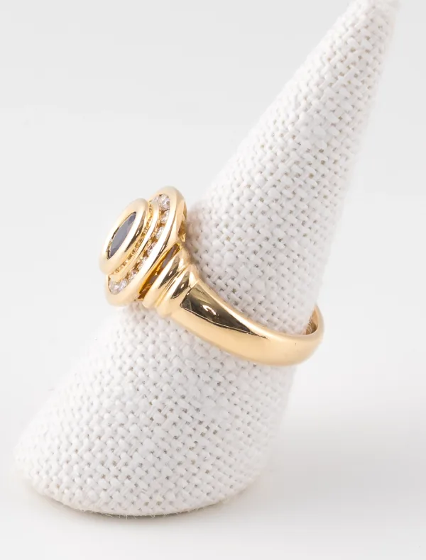 Bague Or Jaune, Saphir & Diamants