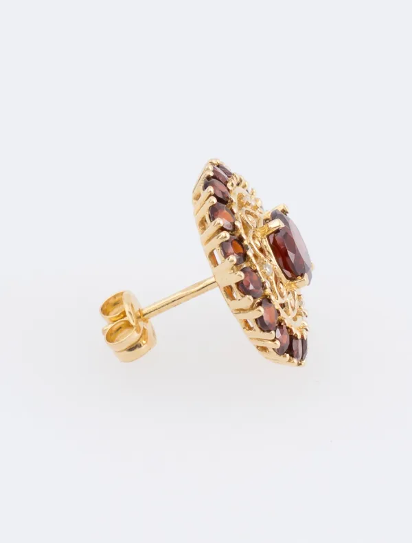 Boucles d'oreilles Or Jaune, Grenats & Diamants