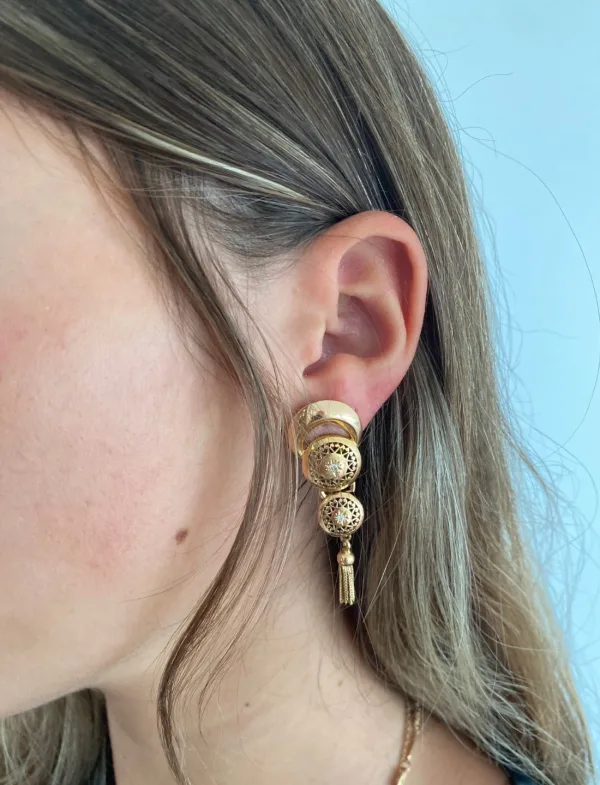 Paire Boucles d'Oreilles Vintage Or & Diamants