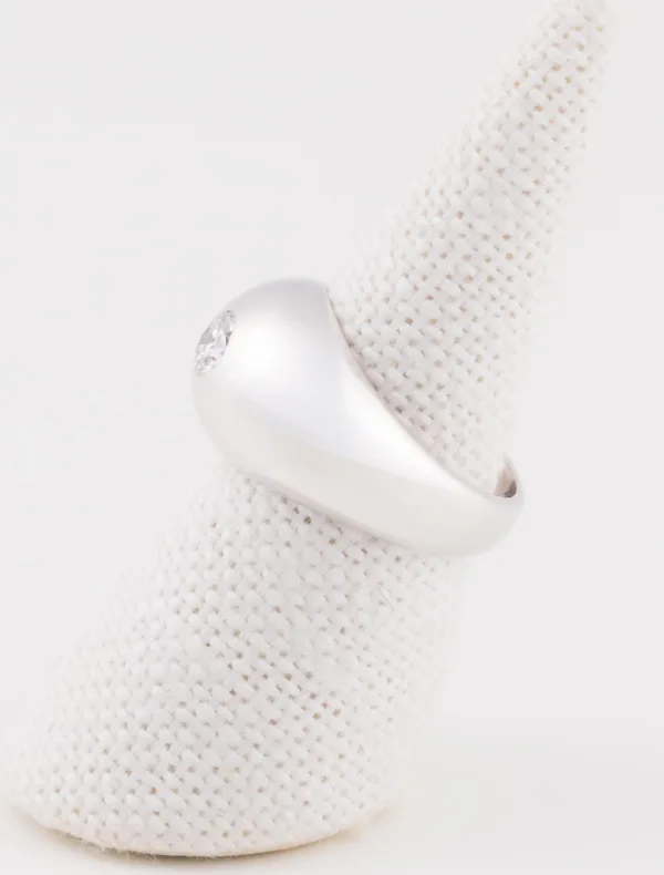 Bague Jonc Or Blanc & Solitaire