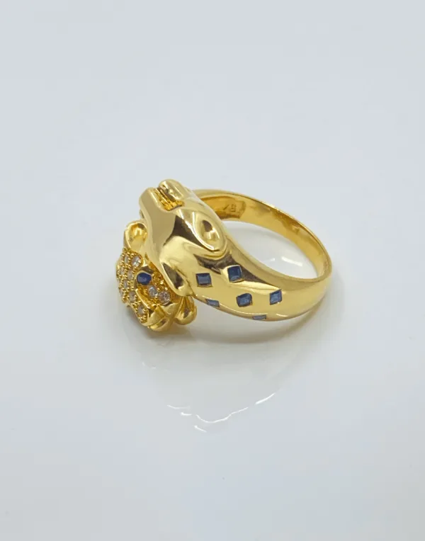 Bague Panthères Or Jaune, Diamants & Saphirs
