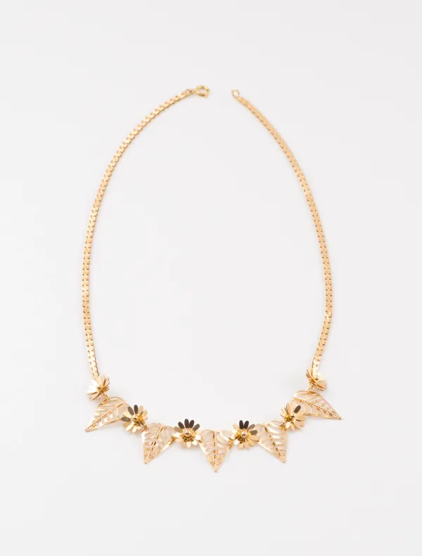 Collier Feuilles & Fleurs Or Jaune