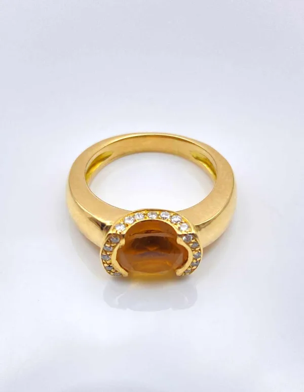 Bague Or Jaune Citrine & Diamants