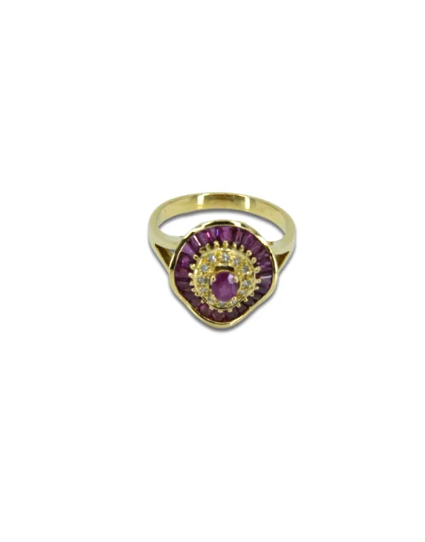 Bague Jupe Or Jaune & Saphirs Roses