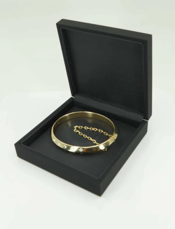Bracelet Demi-Jonc Ovale Ouvrant Or Jaune & Diamants