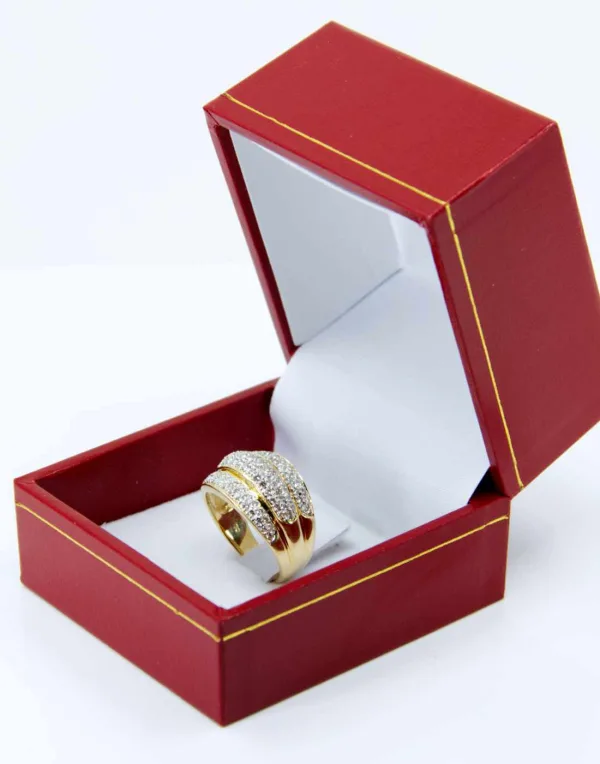Bague Or Jaune Godrons Pavés Diamants