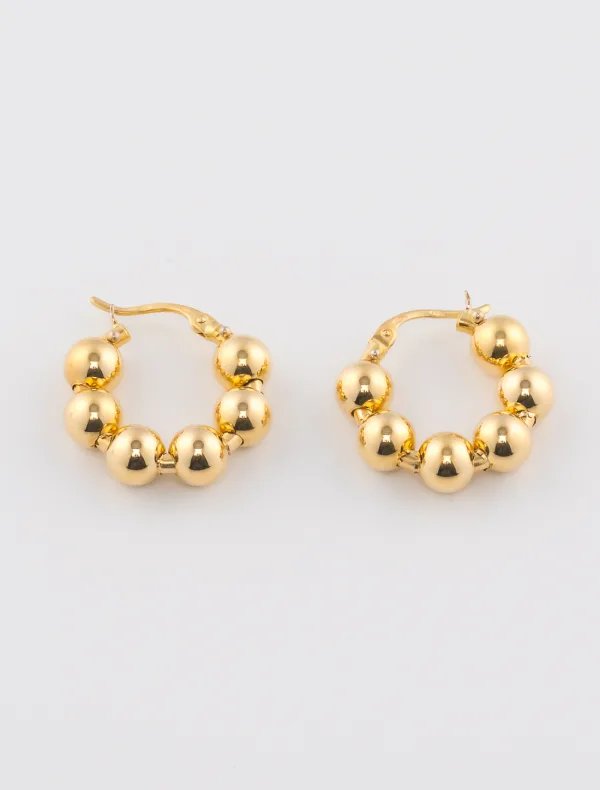 Boucles d'Oreilles Créoles Boules Or jaune