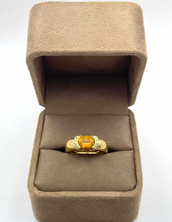 Bague Or Jaune Citrine & Diamants