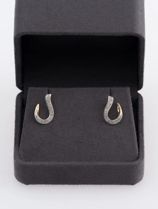 Boucles d'Oreille Or Jaune Pavées Diamants