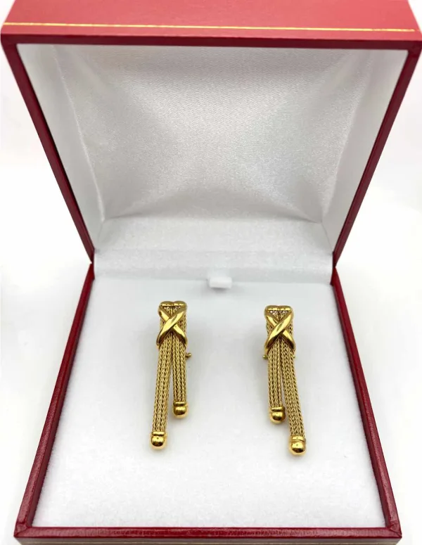 Boucles d'Oreilles Résille Vintage en Or Jaune
