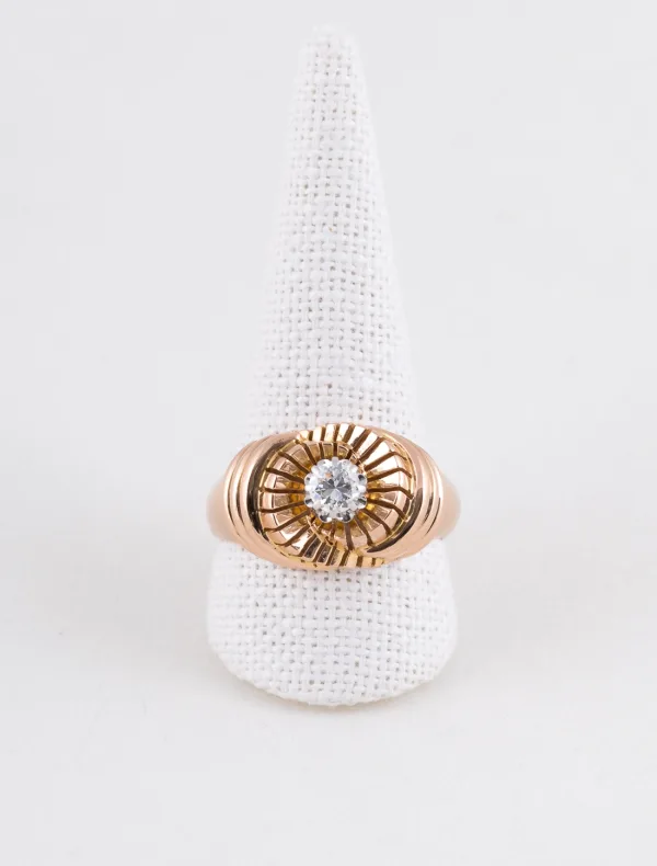 Bague Tank Tourbillon Or Jaune, Platine & Solitaire