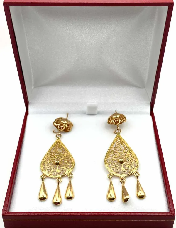 Boucles d'Oreilles Filigrane Or Jaune