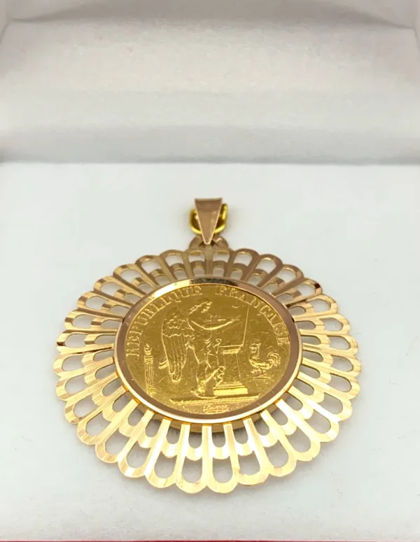 Rare Pendentif Vintage Pièce 2O Francs Or